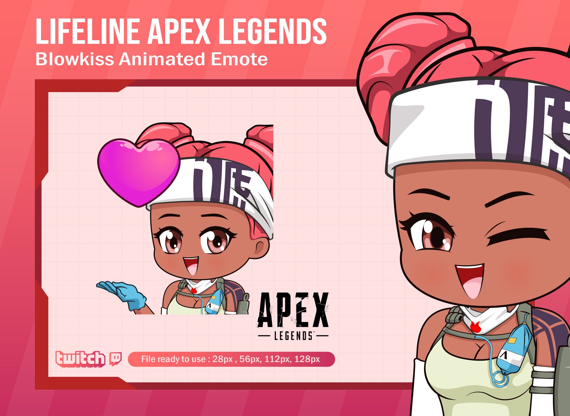 Lifeline Apex Legends Blows Kiss Emote for Twitch Apex Animated Emotes