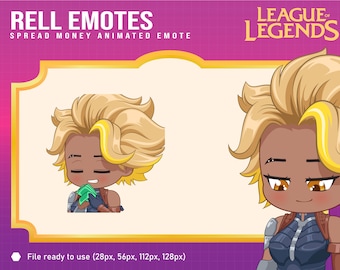 Rell League of Legends Spread Money emote for Twitch | League of Legends animated emotes