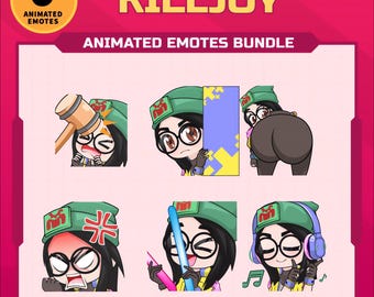 Killjoy Valorant Animated emotes bundle / 6 Twitch Emote