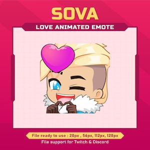 Sova Valorant Liebe animiertes Emote für twitch | zuckende animierte Emotes