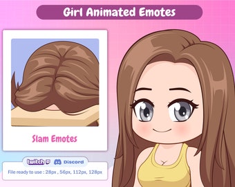 Slam girl animated emotes / twitch emotes girl light brown hair