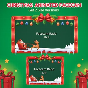 Santa Claus Chrismast Stream Webcam / Twitch Stream Overlay / christmas animated facecam border