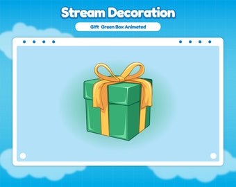 Animated Green Gift Box Stream Decoration | Holiday Overlay (Digital Download)