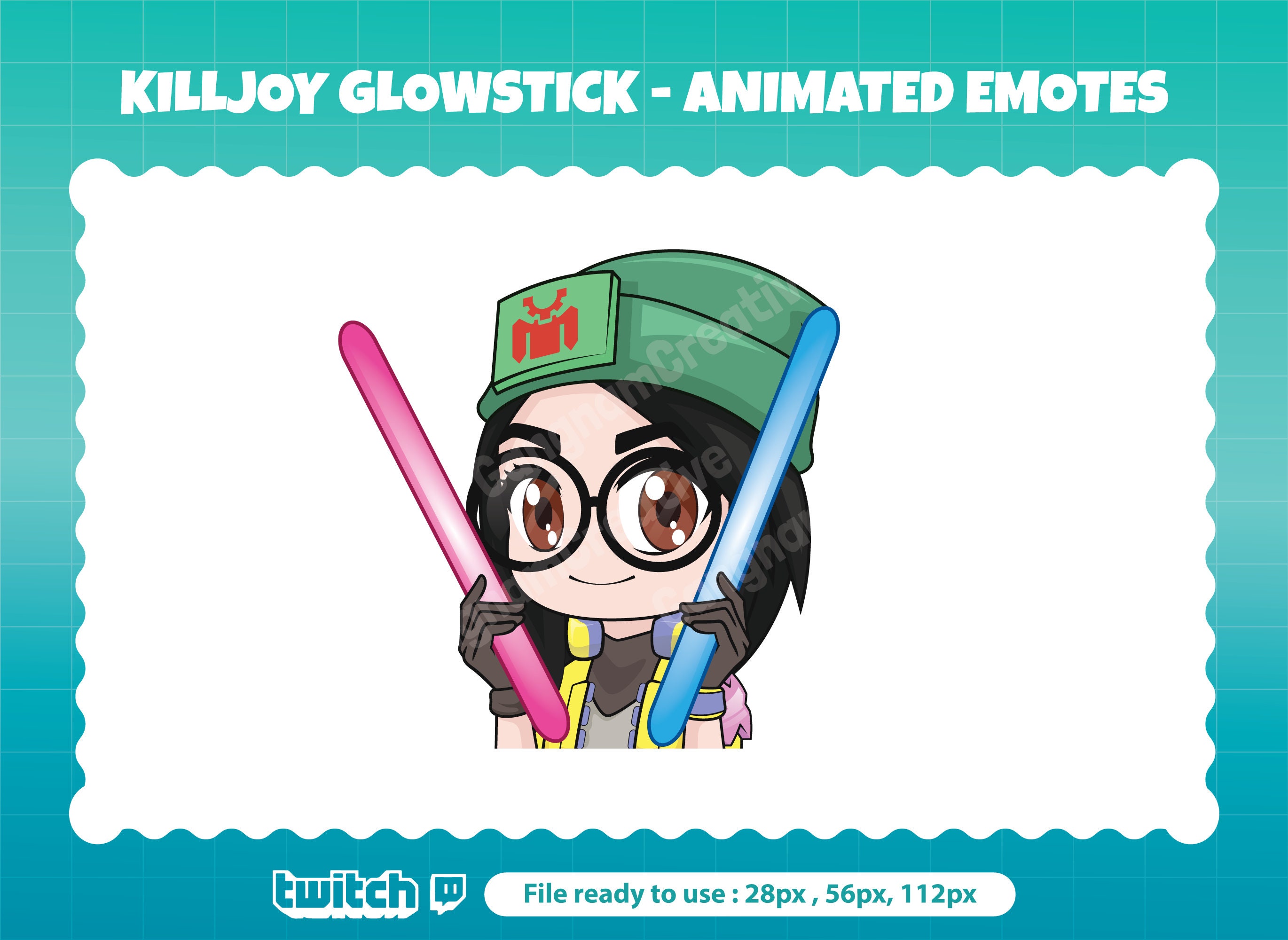 Killjoy Valorant Glow Stick Animated Emote for Twitch Etsy UK
