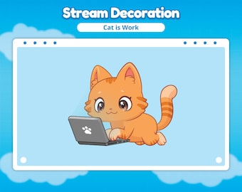 Cat is Work Stream Decoration | animated stream decoration