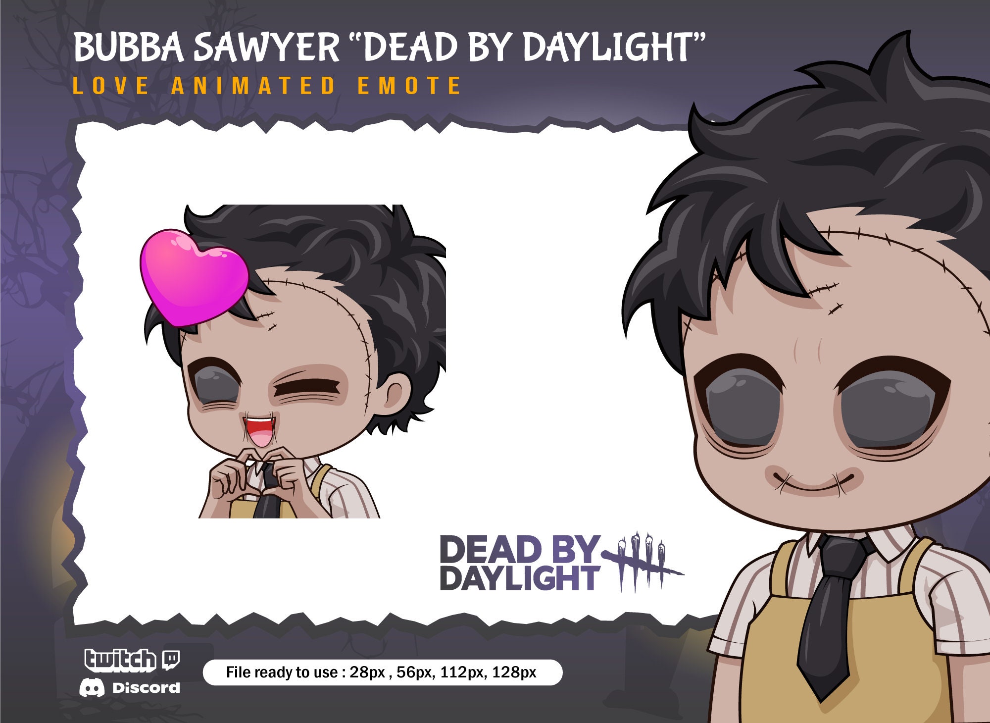 Bubba Sawyer Dead by Daylight Love Heart Emotes / DBD Twitch Emote Etsy