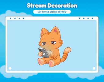 Cat Scrolls Phone Boredly Stream Decoration | animated stream decoration