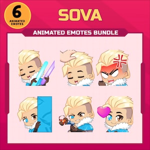 Sova Valorant Animated Emotes Bundle / 6 Twitch Emote