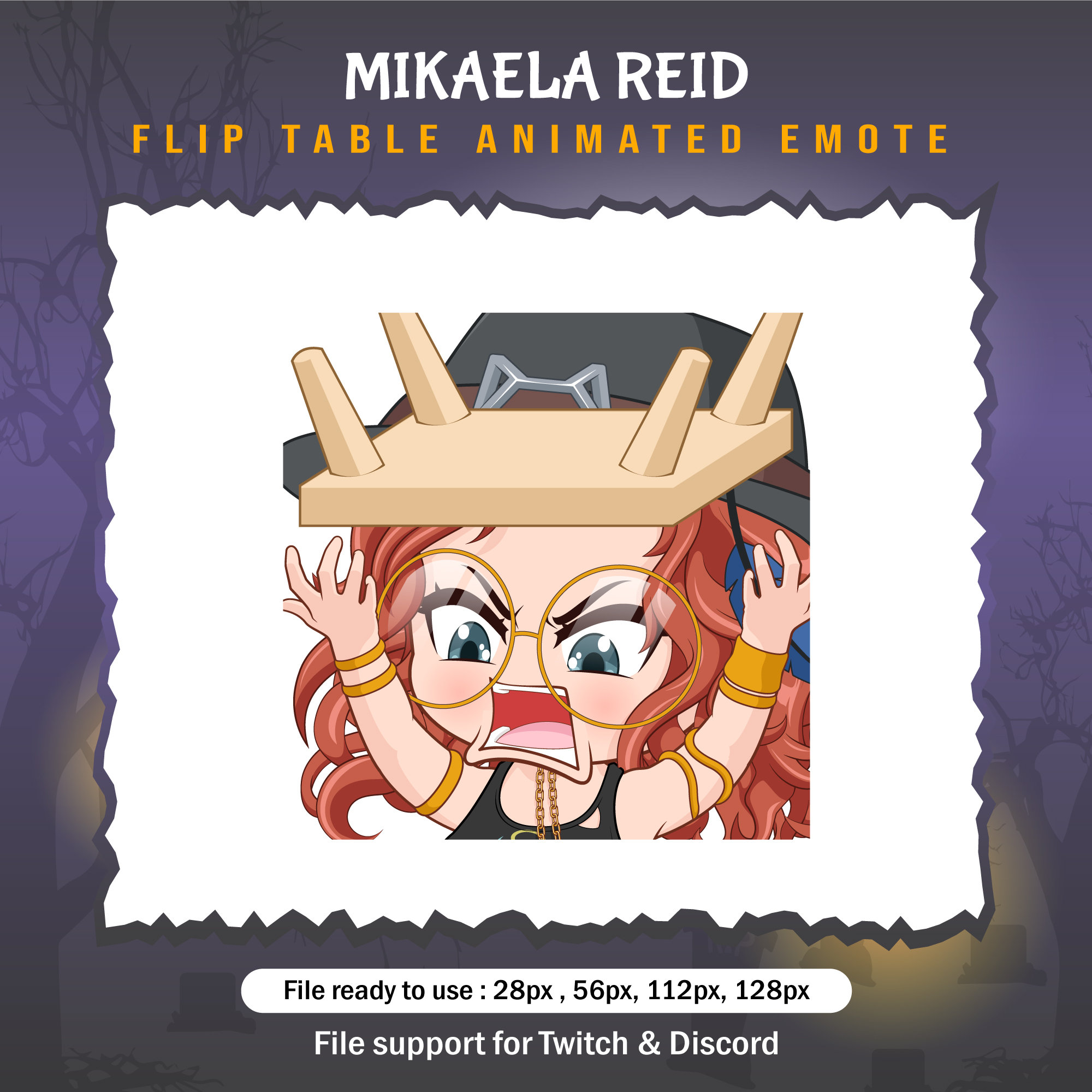 Mikaela Reid Dead by Daylight Table Flip Emotes / DBD Twitch Emote Etsy