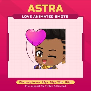 Astra Valorant Love animated emote for twitch | Valorant twitch emote