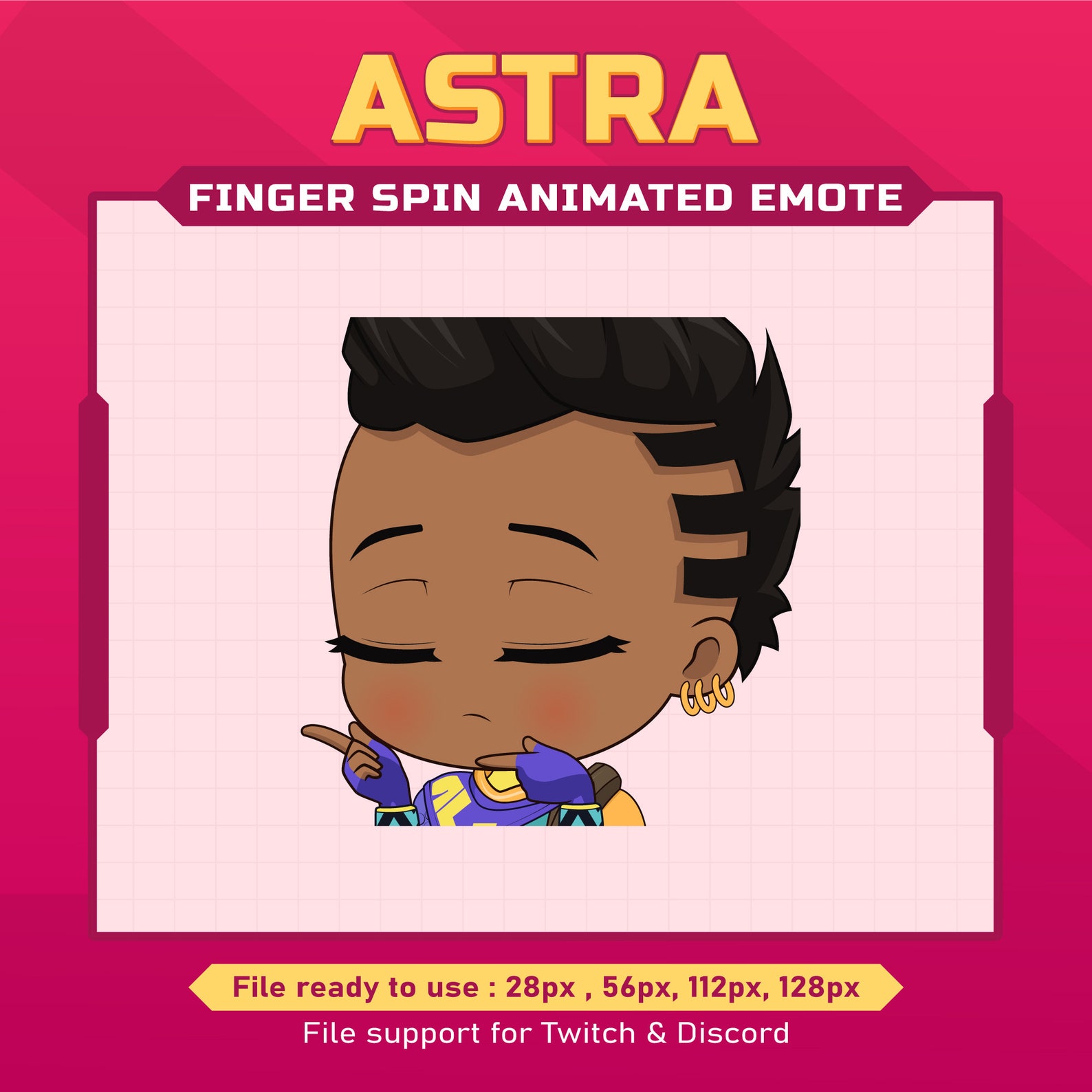 Astra Valorant Finger Spin Animated Emote for Twitch | Twitch Animated ...