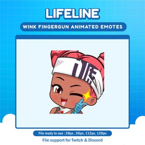 Lifeline Apex Legends Wink Fingergun animated emote for twitch | twitch animated emote