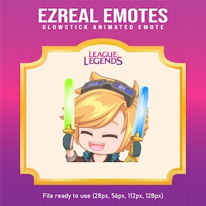 Ezreal League of Legends Glowstick emote for Twitch | League of Legends animated emotes