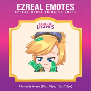 Ezreal League of Legends Spread Money emote for Twitch | League of Legends animated emotes