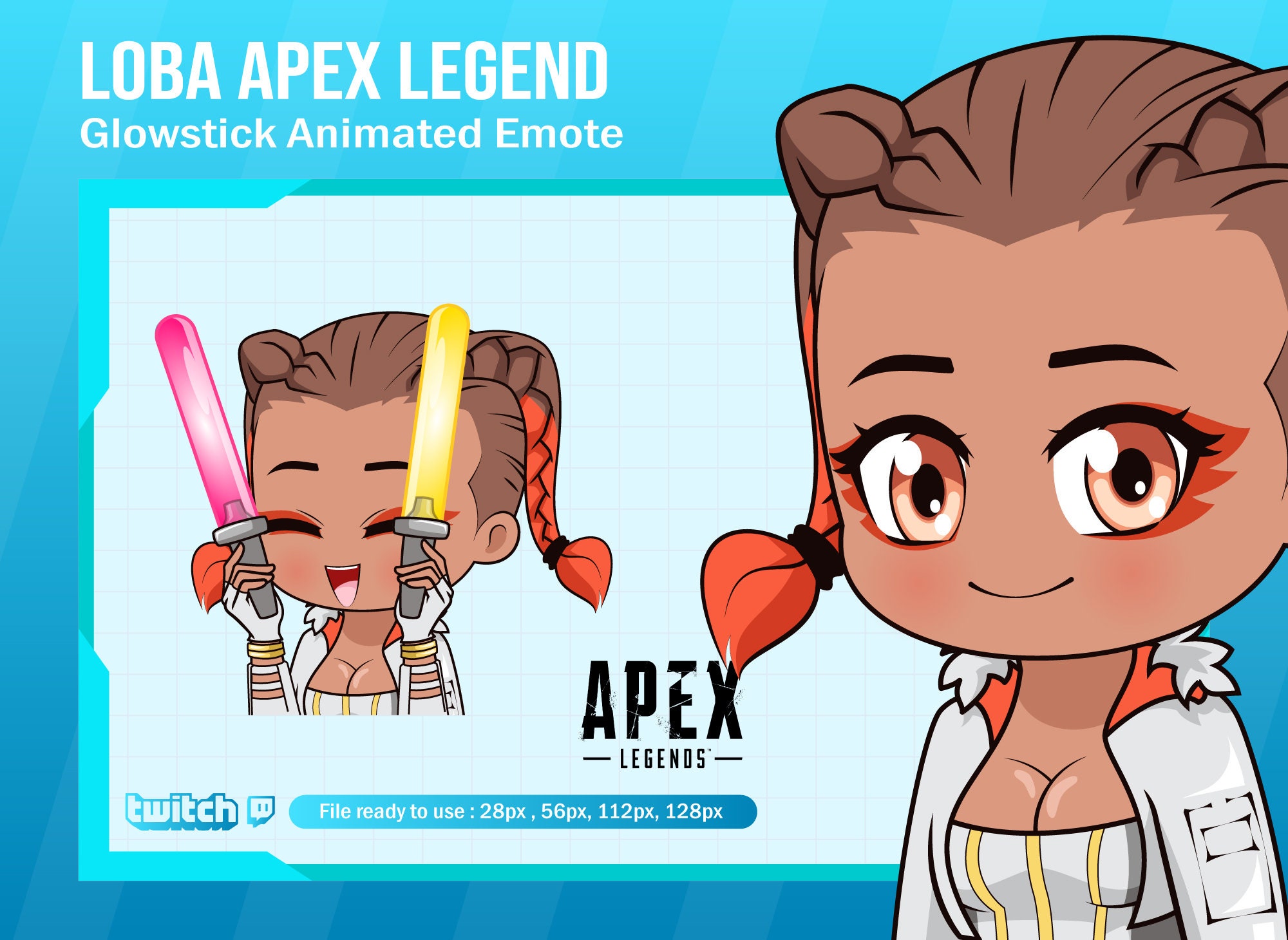 Loba apex legends glow stick emote for twitch apex animated emotes etsy