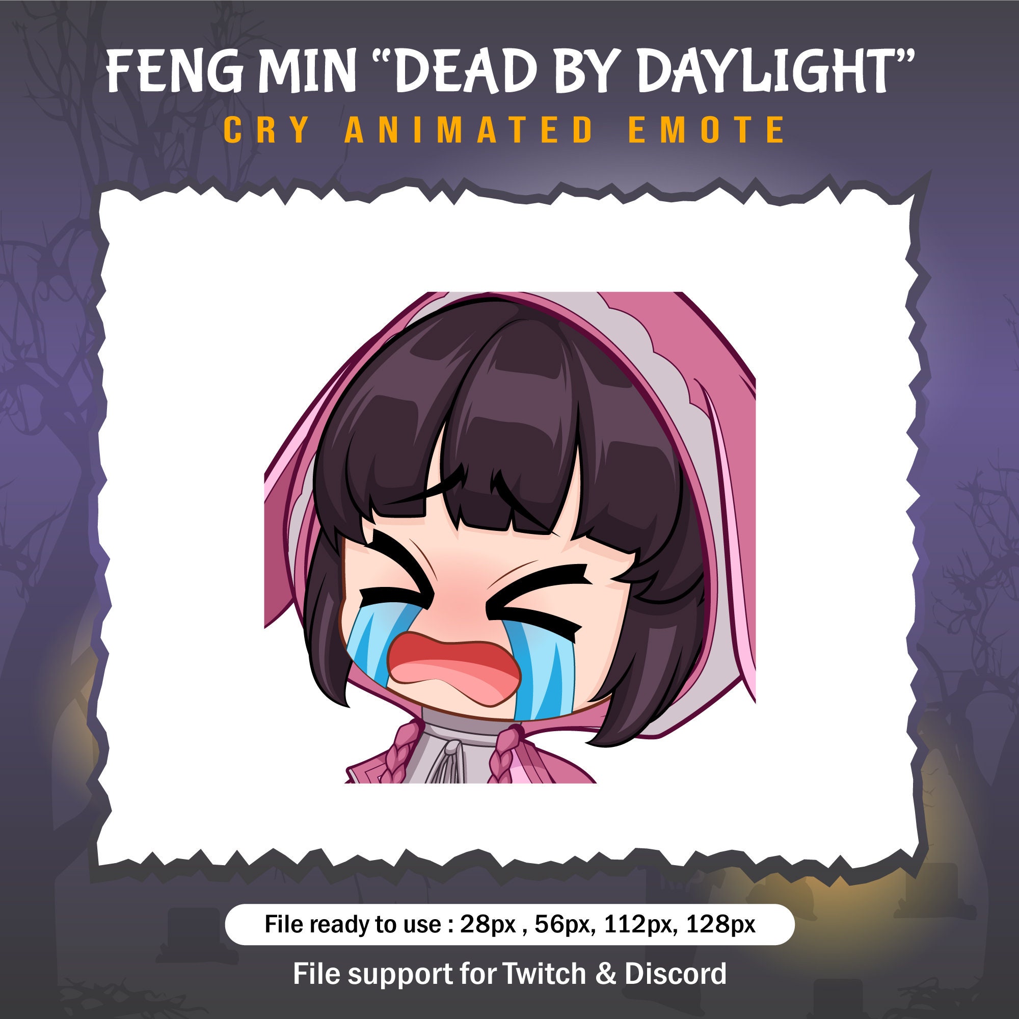 Feng Min muerto a la luz del día Emote de llanto / DBD Twitch Emote, image size:2000x2000