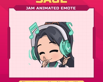Sage Jam Animated Emote for Twitch | Valorant Chibi Style (Digital Files)