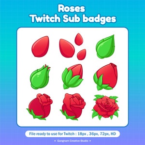 Roses sub badges for twitch / twitch sub badges