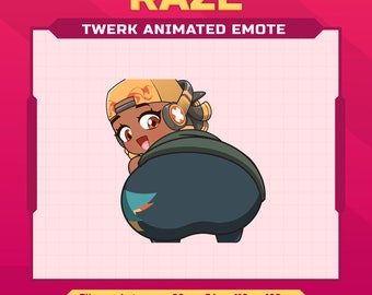 Raze Valorant twerk animated emote for discord / Booty emote / Discord Animated Emotes