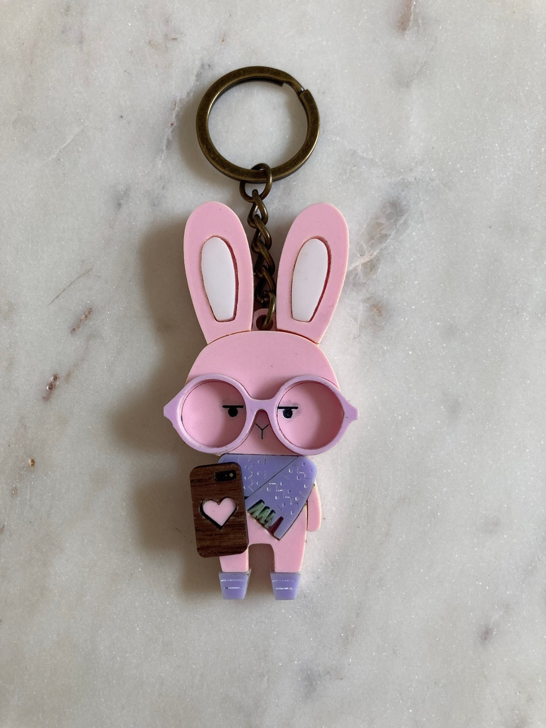 Animal Keychain Bunny Rabbits Keychain Gift for Her Birthday Etsy