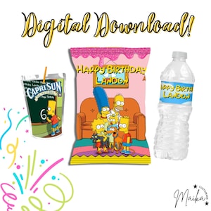 The Simpsons Digital Caprisun, Chip Bag And Water Bottle Labels