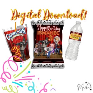 Sing 2 8 Caprisun Design, Chip Bag And Water Bottle Label