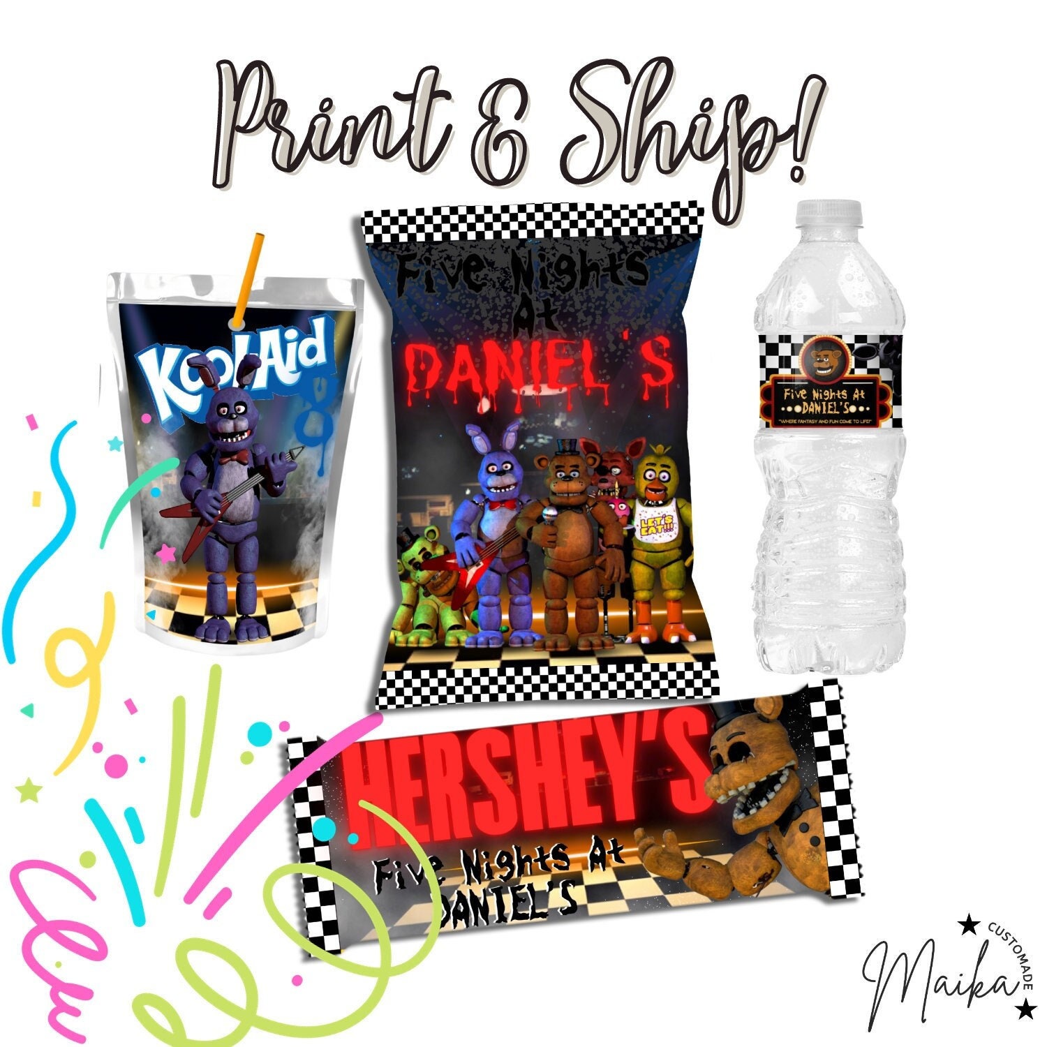 FIVE NIGHTS AT FREDDY'S Party Favor Chip Bags - The Brat Shack, NY