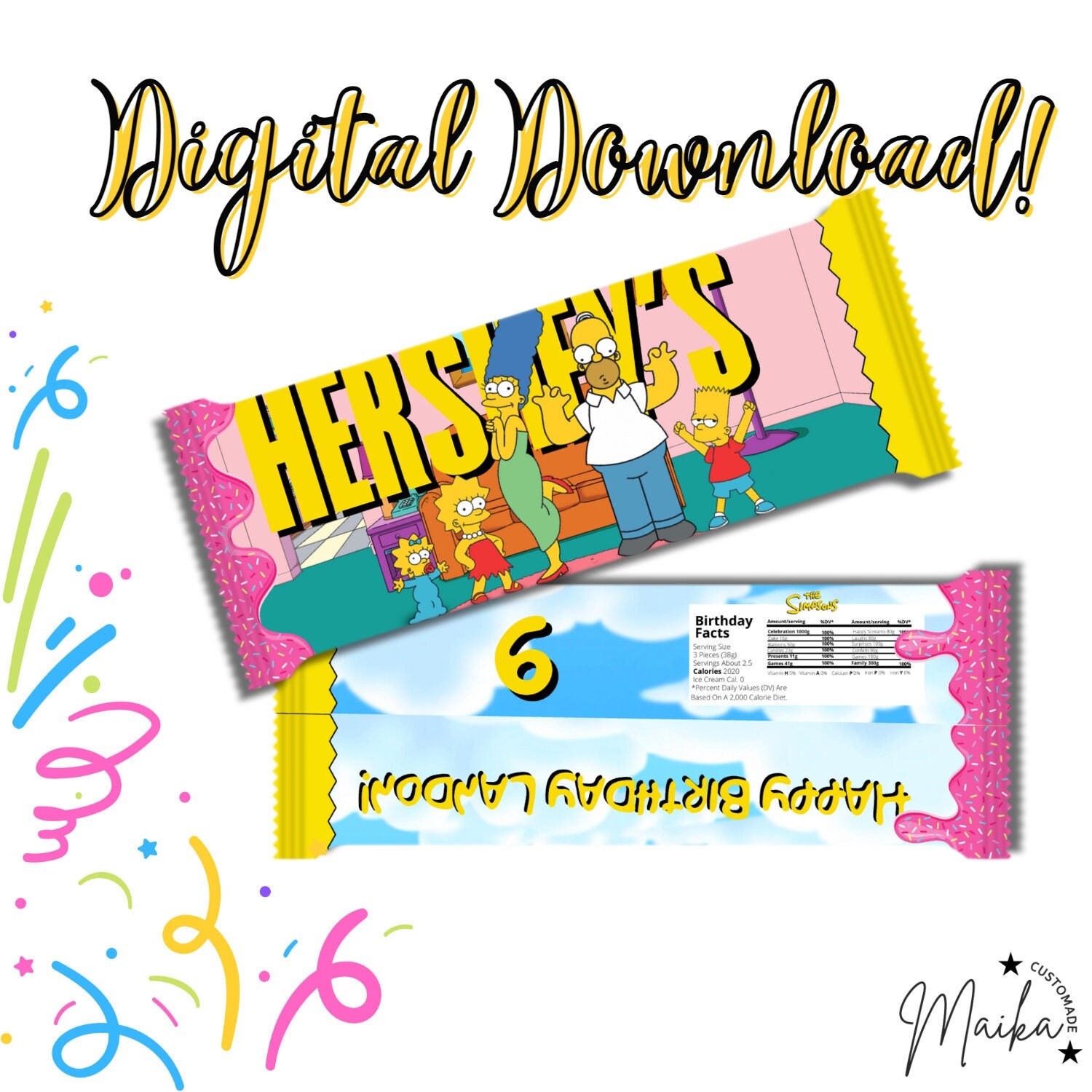 The Simpsons Hershey's Digital Label Etsy