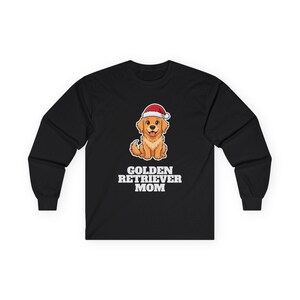 Golden Retriever Mom Christmas Shirt, Golden Santa Hat Tee, Golden Mom Gift, Xmas Top image 2