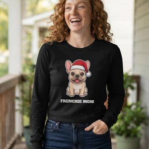 Camiseta navideña para mamás de bulldog francés, camiseta de Papá Noel para bulldog francés, regalo para mamás de bulldog francés, camiseta para amantes de los bulldogs franceses imagen 4