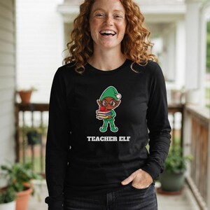 Teacher Elf Christmas Shirt, Cute Teacher Holiday Tee, Teacher Gift, Xmas Elf Top afbeelding 4