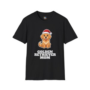 Golden Retriever Mom Christmas Shirt, Golden Santa Hat Tee, Golden Mom Gift, Xmas Top image 1