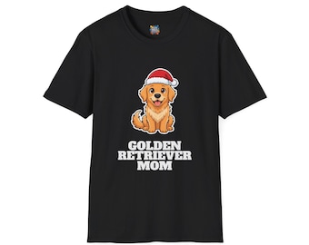 Golden Retriever Mom Christmas Shirt, Golden Santa Hat Tee, Golden Mom Gift, Xmas Top