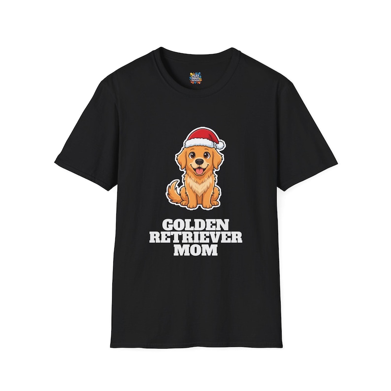 Golden Retriever Mom Christmas Shirt, Golden Santa Hat Tee, Golden Mom Gift, Xmas Top image 1