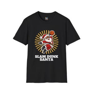 Slam Dunk Santa Christmas Shirt, Retro Basketball Santa Tee, Xmas Gift for Hoops Fans image 1