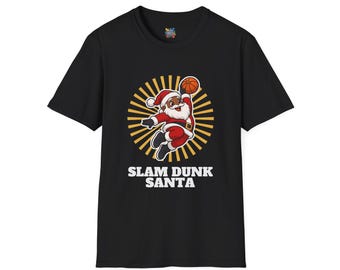 Slam Dunk Santa Christmas Shirt, Retro Basketball Santa Tee, Xmas Gift for Hoops Fans