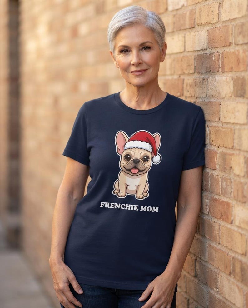 Camiseta navideña para mamás de bulldog francés, camiseta de Papá Noel para bulldog francés, regalo para mamás de bulldog francés, camiseta para amantes de los bulldogs franceses imagen 6