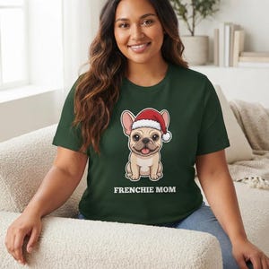 Camiseta navideña para mamás de bulldog francés, camiseta de Papá Noel para bulldog francés, regalo para mamás de bulldog francés, camiseta para amantes de los bulldogs franceses imagen 10