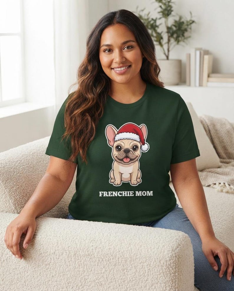 Camiseta navideña para mamás de bulldog francés, camiseta de Papá Noel para bulldog francés, regalo para mamás de bulldog francés, camiseta para amantes de los bulldogs franceses imagen 10