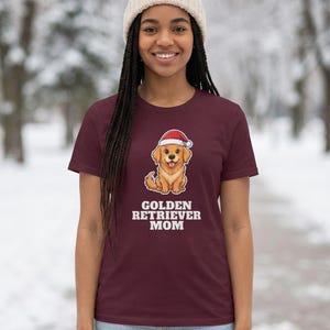 Golden Retriever Mom Christmas Shirt, Golden Santa Hat Tee, Golden Mom Gift, Xmas Top image 8