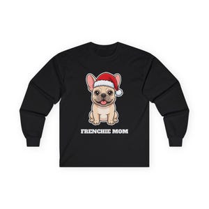 Camiseta navideña para mamás de bulldog francés, camiseta de Papá Noel para bulldog francés, regalo para mamás de bulldog francés, camiseta para amantes de los bulldogs franceses imagen 2