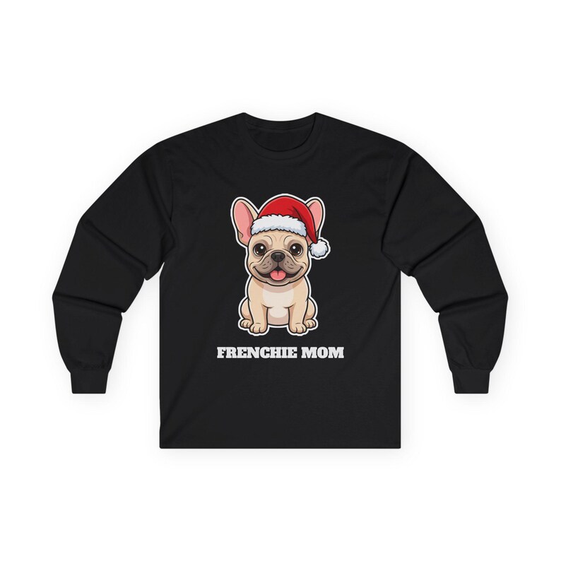 Camiseta navideña para mamás de bulldog francés, camiseta de Papá Noel para bulldog francés, regalo para mamás de bulldog francés, camiseta para amantes de los bulldogs franceses imagen 2