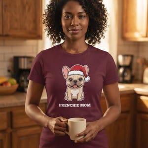 Camiseta navideña para mamás de bulldog francés, camiseta de Papá Noel para bulldog francés, regalo para mamás de bulldog francés, camiseta para amantes de los bulldogs franceses imagen 7