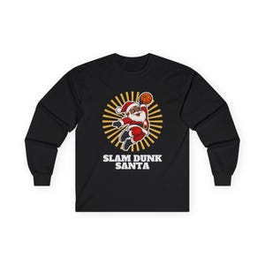Slam Dunk Santa Christmas Shirt, Retro Basketball Santa Tee, Xmas Gift for Hoops Fans image 2