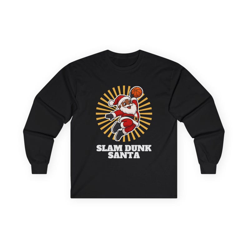 Slam Dunk Santa Christmas Shirt, Retro Basketball Santa Tee, Xmas Gift for Hoops Fans image 2