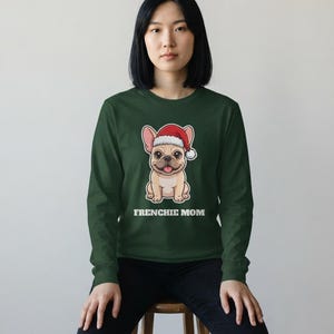 Camiseta navideña para mamás de bulldog francés, camiseta de Papá Noel para bulldog francés, regalo para mamás de bulldog francés, camiseta para amantes de los bulldogs franceses imagen 9