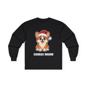 Corgi Mom Christmas Shirt, Corgi Santa Hat Tee, Corgi Mom Gift, Corgi Lover Top zdjęcie 2