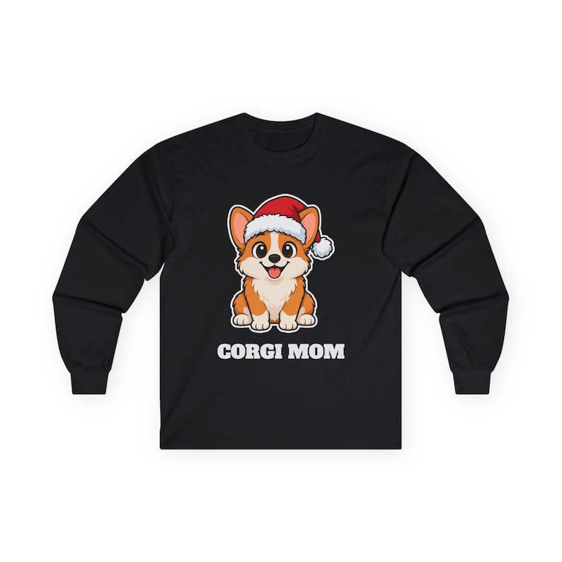 Corgi Mom Christmas Shirt, Corgi Santa Hat Tee, Corgi Mom Gift, Corgi Lover Top zdjęcie 2