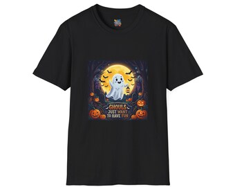 Ghouls Just Want to Have Fun Shirt, Halloween Ghost Graveyard Tee, Full Moon Graphic, Spooky Season Gift