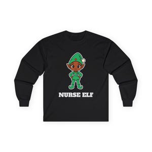 Nurse Elf Christmas Shirt, Cute Nurse Holiday Tee, Nurse Gift, Stethoscope Elf Top image 2